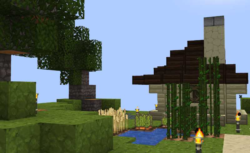 hut on minecraft skyblock island